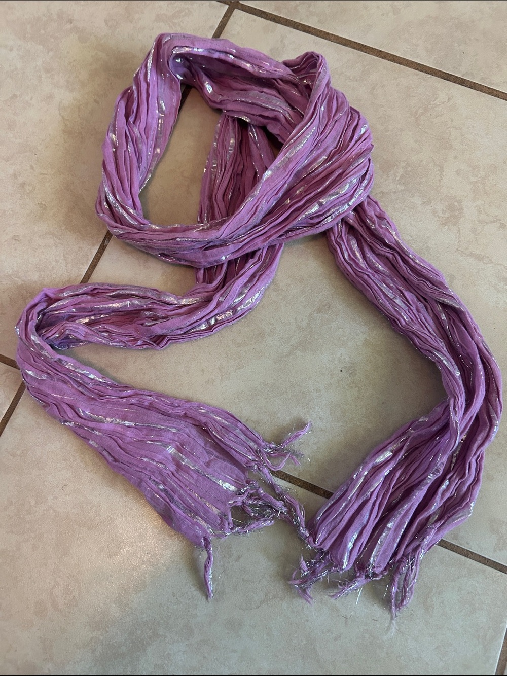 Lightweight Lavender Metallic Thread Scarf - Women Accessories